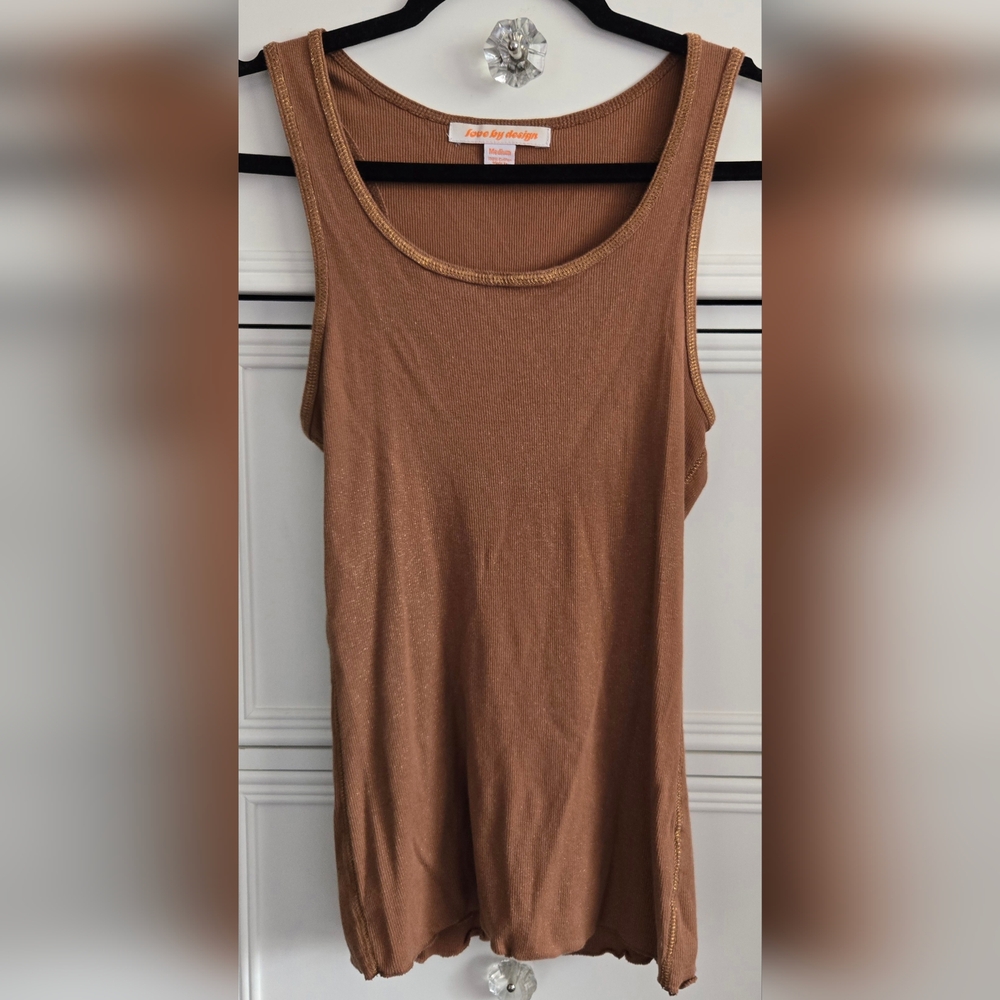 Love by Design Brown and Gold Racerback Tank Top Size M